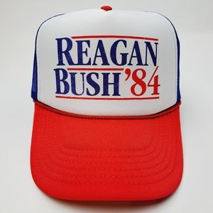 Reagan Bush '84 Republican Election Foam Trucker Mesh Snapback